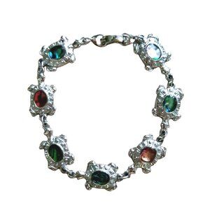 Bracelet Turtle Multicolor Stone Silvertone Fashion Jewelry Novelty